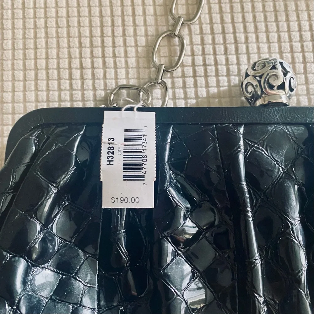 Brighton Black Clutch Handbag with Silver Chain